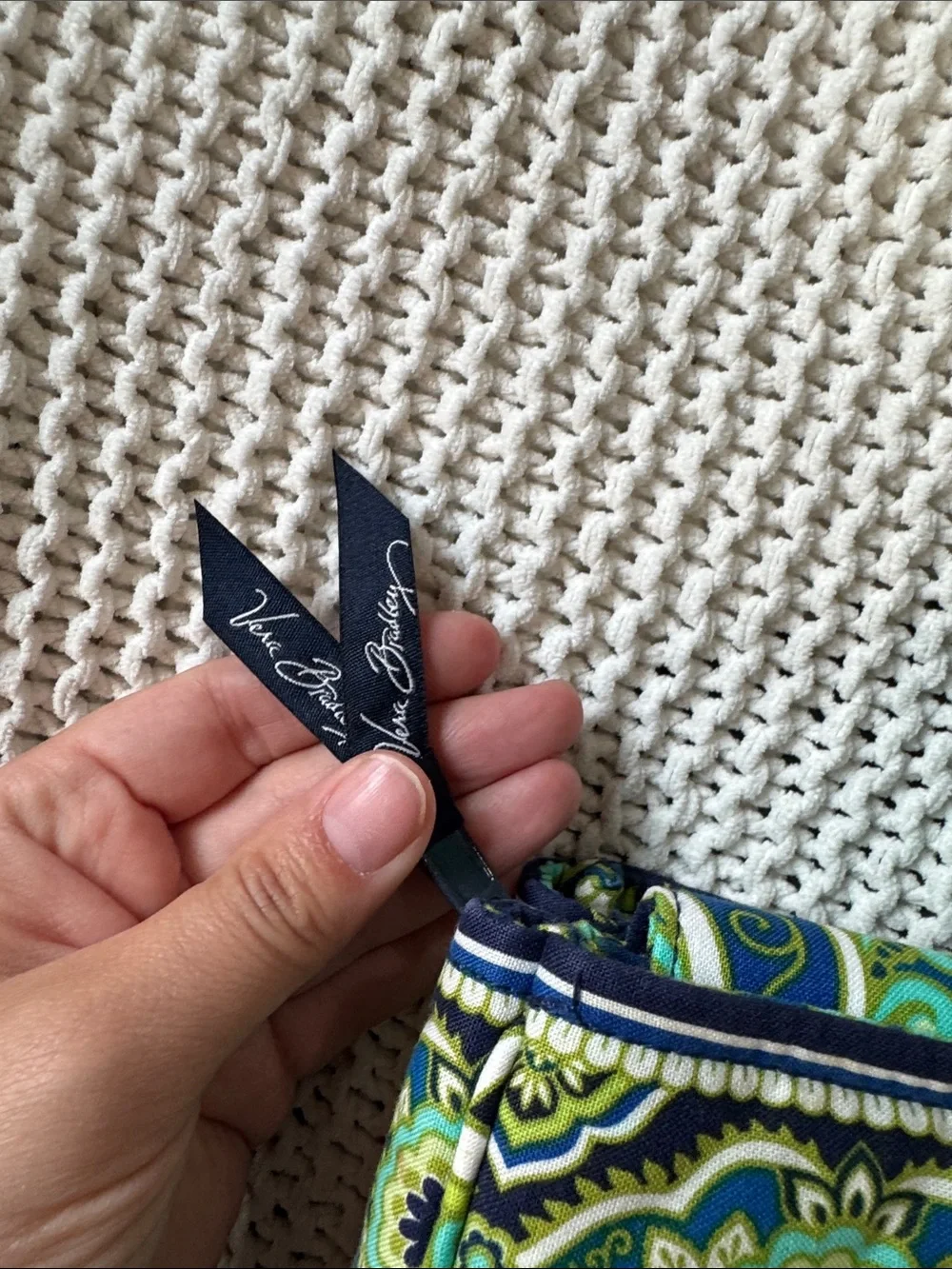 Vera Bradley Navy, Green & Teal Quilted Laptop Tote